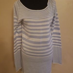 Bongo Long Sleeve Blue & White Sweater Size Medium